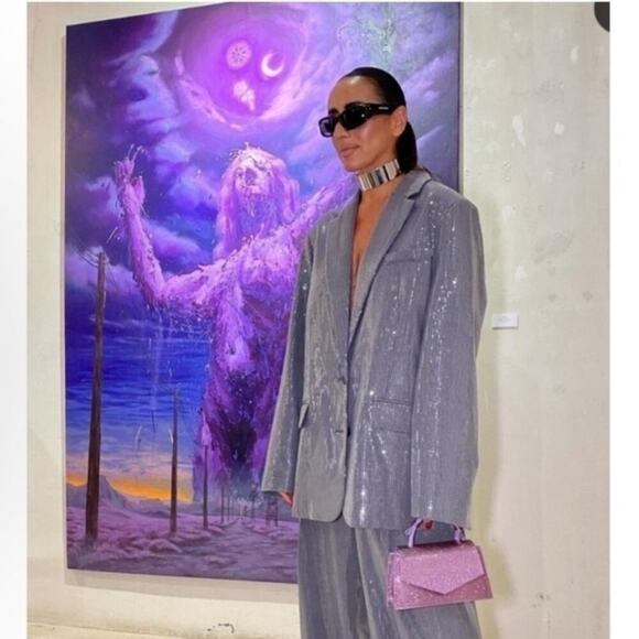 ZARA OVERSIZED SEQUIN BLAZER - Picture 5 of 16